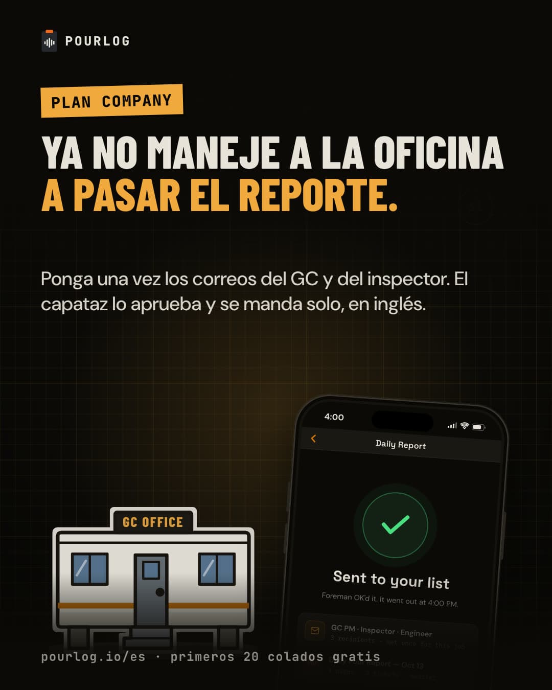 Anuncio: Ya no maneje a la oficina a pasar el reporte